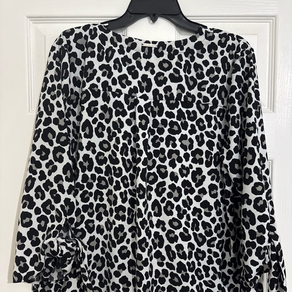 Michael Kors Black and White Animal Print Blouse